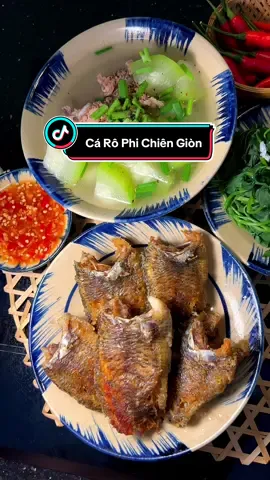 Cá rô chiên giòn rụm chấm nước mắm tỏi ớt hao cơm lắm đó đa #camona #ancungtiktok #xuhuong 