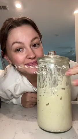 60g unbleached flour  60g water  - Let it sit for 24 hours - Measure 60g of your starter, 60g water, 60g flour and repeat that until your starter is doubling in four hours consistently 🩷#sourdoughstarter #sourdough #easysourdoughstarter 