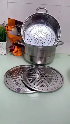 Nồi hấp inox 3 tầng dung tích lớn, kích thước 30cm, có thể dùng để hấp bánh bao, bánh bao hấp, bánh kếp vvv #noihapinox3tang #bocoichayinox304 #tienich #giadungnhabep #thietthuc #jizonguyen 