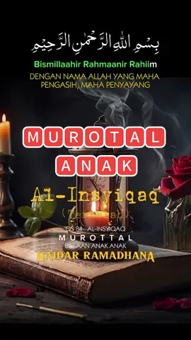 Murottal Anak Suara Merdu Haidar Ramadhana. Surah 84 AL-INSYIQAQ Al-Quran Juz 30 Transliterasi Huruf Latin dan Teks Terjemahan  #alinsyiqaq  #haidarramadhana #anak  #murottal #merdu #alquran #juz30 #transliterasi #huruflatin #murottalanak 