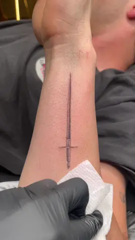 Forearm Dagger 🗡️  #finelinetattoo #latattooartist #swordtattoo #daggertattoo #forearmtattoo 