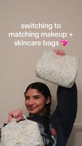 #ad literally so cute and the size of these matching makeup and skincare bags is great ! I love being a woman 💋💐 #tiktokshop #makeupbag #travelbag #travelaccessories #girls #makeup #skincare 