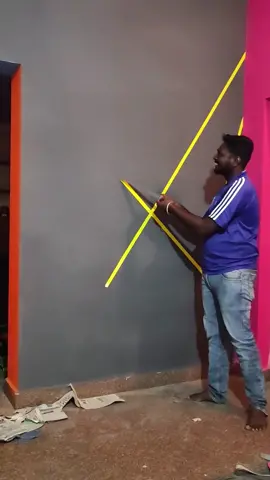 Beautiful wall painting gray geometric line decor #painttutorial #pov #primer #fyp #paintingtips #DIY #foryou #paintutorial 