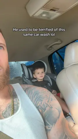 This car wash used to terrify him lol #fyp #carwash #dadtok #sontok #toddlertok 