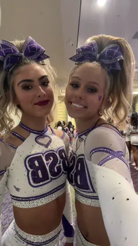 day 1 with new unis!!!!! 💜🫶🏼💜🫶🏼#brandonseniorblack #cheer #allstarcheer #twin #viral #foryoupage #fyp 