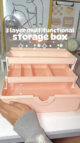 obsessed with this 3 layer multifunctional storage box, was so surprised na for such a cheap price super high quality bessyyyy 💓😩  #storagebox #storage #multifunctional #stationery #makeupstorage #musthaves #organizer #fyp 