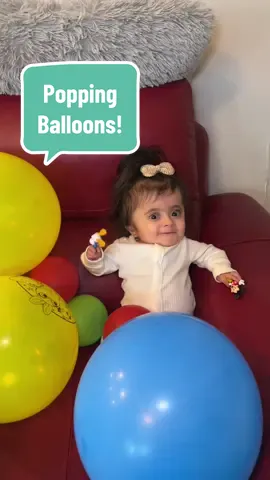 Why did her big toe flinch like that at the end though?! 🤣🤣 #fyp #funny #toddlersoftiktok #lmao #reaction #funnyvideos #balloons #osteogenesisimperfecta #ourlittlemms #maryammia 