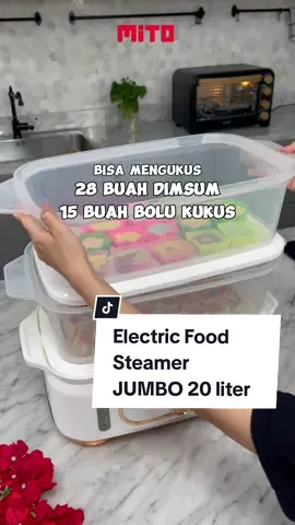 STEAMER JUMBO APAPUN MASUK! 😱‼️ Ini dia Steamer Amora XXL STM500 dari MITO yang super jumbo. Bisa masak bolu kukus sampai dimsum ayam jadi bisa sekaligus banyak jadi lebih efisien deh! 😍 Keunggulan Amora XXL STM500: ✨ Kapasitas besar 20 liter ✨ Menghasilkan uap panas dalam waktu 30 detik ✨ Jangka waktu memasak hingga 60 menit ✨ Teknologi thermostat untuk mencegah overheat ✨ Baby Friendly ✨ Terbuat dari die-casting alumunium heatir dengan non-stick coating ✨ Warna estetik White Gold Series ✨ Garansi 1 tahun Tunggu apalagi? Yuk segera punya STM500 dirumah dengan membeli di Reseller Mito terdekat dari kota kamu ✨ #steamermito #steamerSTM500 #mitoelectronic #mito 