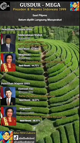 gusdur mega Terpilih 😉 Pemilihan Presiden dan Wakil Presiden tahun 1999 dilaksanakan oleh anggota Majelis Permusyawaratan Rakyat yang merupakan perwakilan dari unsur-unsur Dewan Perwakilan Rakyat, ditambah dengan utusan-utusan dari daerah-daerah dan golongan-golongan masyarakat #Fyp #Pilpres1999 #Gusdur #Megawati #Hamzahhaz #Capresindonesia #presidenindonesia #Pkb  #Ppp #capresindonesia  #Kabarpolitik  #Trendingindonesia  #Trendingpolitik  #SejarahPolitik #sejarahindonesia  #trendingindonesiapilpres #TrendingPilpres #Kanglutfihaswal  #lutfihasibulawal 