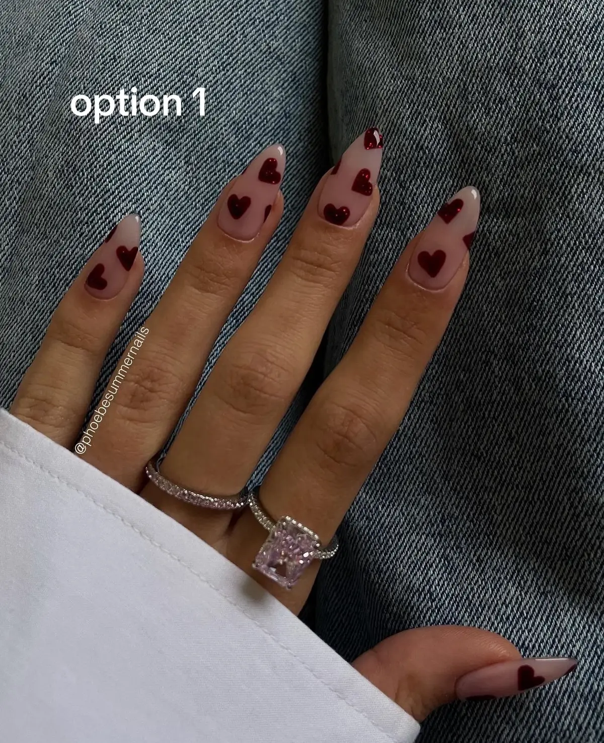 I really thought I was gonna miss out on being able to get a Valentine’s Day inspired nail look but I made it just in time! Let me know which option I should go with🫶🏽 #ValentinesDay #valentinesdaynails #nailinspo #nailart #february14th #vdaynails 
