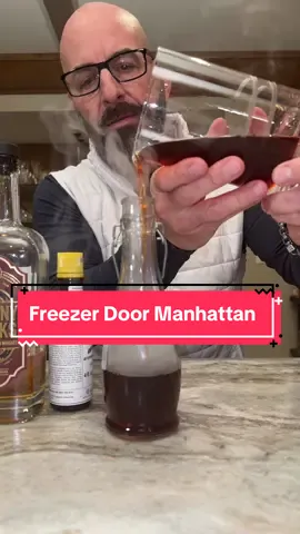 Replying to @RandomDude How to make a freezer door manhattan 🥃🧊 #johnnydrinks #freezerdoorcocktail #manhattan #manhattancocktail #fatherson #bartender #mixologist #fyp