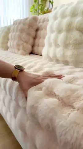 Rabbit plush winter sofa cushion, all-inclusive anti-cat scratch, anti-slip and dust-proof