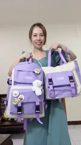 4-piece backpack, large-capacity school bag, casual travel bag#backpack #fashion #schoolbag #casualbag #fyp 