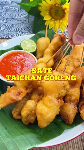 [SAVE AJA DULU] SATE TAICHAN GORENG😍 lebih suka versi goreng ga pucet😂 🔽RESEP🔽 SATE TAICHAN GORENG BAHAN MARINASI: 500 gr paya ayam fillet 6 butir bawang putih ( diblender halus) ½ sdt penyedap 1 sdt kaldu ayam bubum 1 sdt lada 1 buah jeruk nipis BAHAN TEPUNG: 100 gr tepung terigu 40 gr maizena 1 butir telur 1 sdt baking powder 180 ml air es 1 sdt kaldu ayam bubuk 1 sdt penyedap 1 sdt gula ½ sdt lada SAMBAL TAICHAN: 1 buah tomat 3 buah cabe merah keriting 8 buah cabe rawit 2 buah bawang putih 200 ml air 6 lembar daun jeruk 1 sdt gula  1 sdt kaldu ayam bubuk ½ sdt penyedap ½ buah jeruk limau (masukin pas matang)