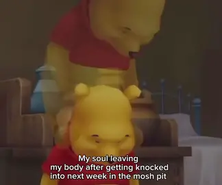 My soul leaving my body after getting knocked into next week in the mosh pit . . . . #fyp #sleeptheory #winniethepooh #numb #moshpit 
