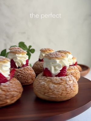 choux au craquelin with vanilla bean diplomat cream 🍓🫐 this is simply a fancy name for a cream puff with a craquelin top, which is a cookie-like layer on top that creates that crispy, crackly shell.  i’m so excited to share with you all my tips and tricks for making the perfect choux au craquelin! and hoping to share more variations of this incredible pastry soon :) ✨ full recipe with tips and tricks on my blog thebakingspoon.com! ✨ #chouxaucraquelin #choux #creampuff #bakingrecipe #dessert #fyp #frenchpastry 
