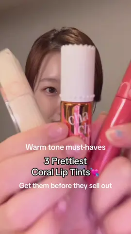 3 prettiest CORAL lip tint every warm tone must have!!🍑 get them before they sell out @Benefit Cosmetics cha cha tint @rom&nd global litchi coral & cotton melba  Cha cha is drier and less glossy compared to the other two. But you can’t beat the color!!!🥹 it also lasts longer than the others #fyp #beauty #makeup #makeuptok #liptint #warmtoneliptint #warmtone #kbeauty #kbeautytips #howto #makeup #koreanmakeup #benefitchachatint #benefit #romand #romandtint #romandlitchicoral #romandcottonmelba #lipswatch #lipstick #lipstickreview #liptintreview