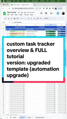 im compiling the overview and automation upgrade tutorial into one video to make it simpler to follow! formulas/features: #appsscript #dropdown #timestamp #automaticallycopyrow #pivottable #chart #slicer #tasktracker #template #customtemplate #organized #customtracker #work #forgetful #worksmarternotharder #googlesheetstutorial #googlesheetstips #learngooglesheets #googlesheets #gsheets #excel #data #spreadsheet #LearnOnTikTok 