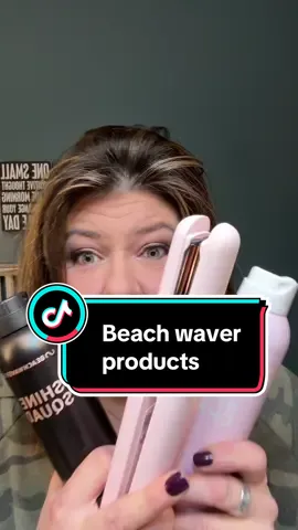 Finally trying out some Beachwaver products. I always curl my hair with a flat iron. Let me know in the comments if you want me to try the beachwaver curling iron! I really like the products and they smell tropical. A coconut scent!  #over40hairstyles #over50hairstyle #beachwaver #flatironcurls #shinespray #dryshampoo 