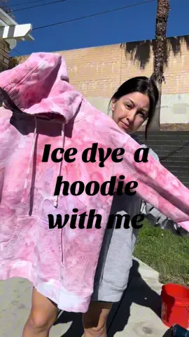 Come ice dye with me. Now I just need to embroider a candy heart onto it 💕❤️Questions about this process? Just ask me in the comments! #CapCut #embroidery #icedye #icedyehoodie #valentinesdaygift 