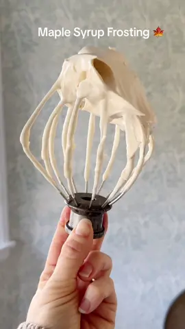 My NEW favorite frosting! A lightly sweetened, fluffy maple syrup frosting, made with only three ingredients! It’s creamy and delicious! The perfect topping for many desserts, it goes so well with carrot cake or spice cake! Maple Syrup Frosting 2 large egg whites 3/4 cup pure maple syrup 1/2 tsp salt In the bowl of a stand mixer, beat egg whites with the whisk attachment until stiff peaks form. Bring the maple syrup to a boil over medium heat with salt in a saucepan until it reaches a rolling boil. Make sure you don’t leave it and remove it from the heat immediately to avoid overflowing.  While the mixer is on medium speed, pour the hot maple syrup into the stiff egg whites slowly and steadily.  Continue beating until thick, fluffy, and well combined. #frosting #maplesyrup #bakingathome #healthybakingideas #maplesyrupfrosting #frostingrecipes #cakes 