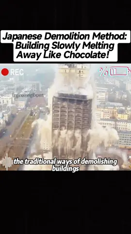Japanese Demolition Method: Building Slowly Melting Away Like Chocolate！#demolition #machinery #engineering #building demolition#fyp #foryou#foryoupage