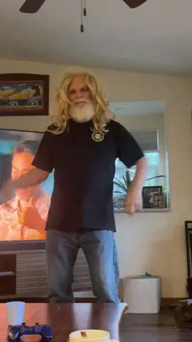 He randomly walked out with this wig on🤣#fyp #foreveryoung #cute #oldpeopleontiktok #toohotohandle 