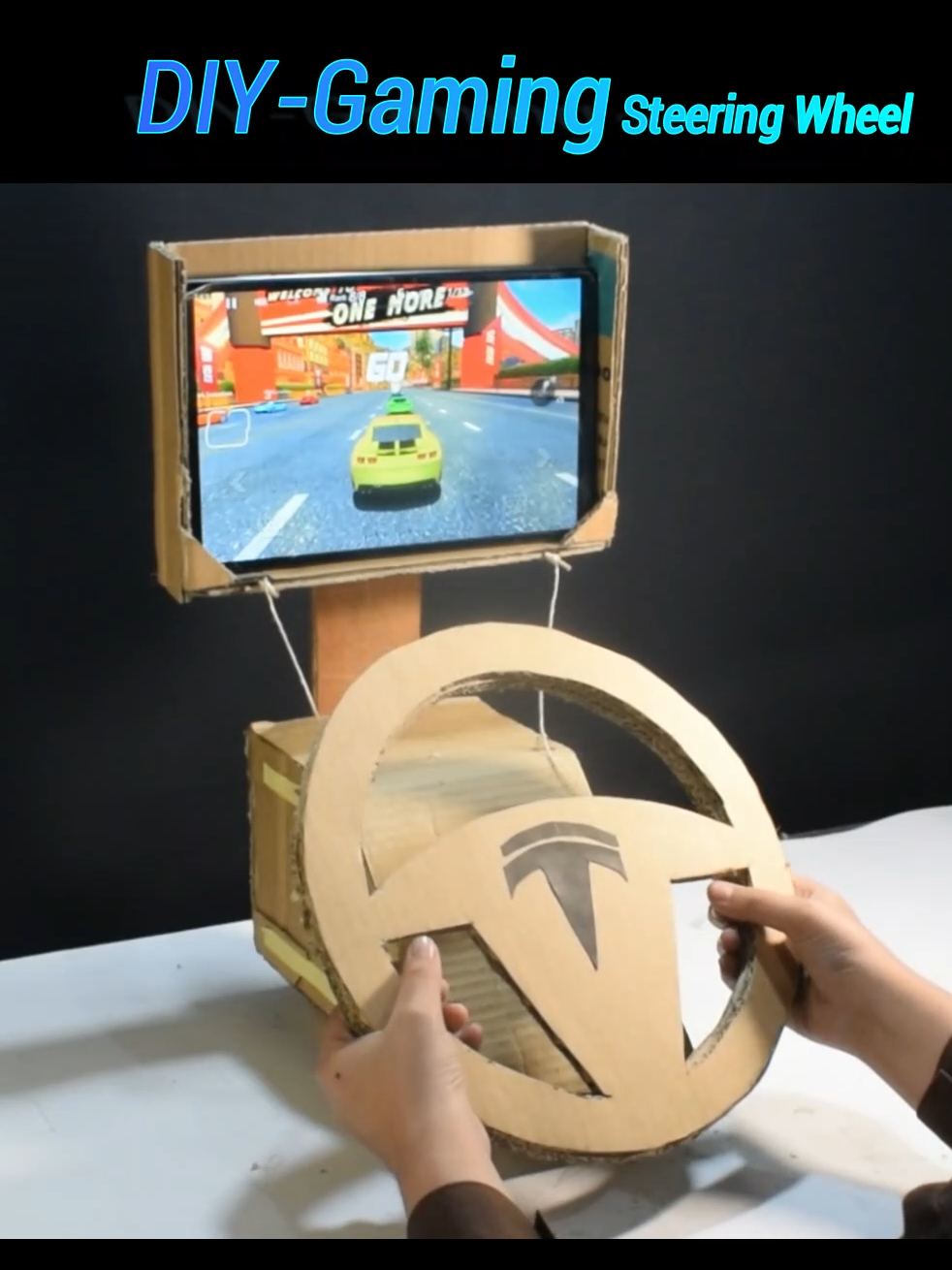 How to make gaming steering wheel for any smartphone or tablet - DIY Tesla gaming steering wheel #gamingwheel #gamingsteeringwheel #scienceproject #scienceexhibition #DIY #craft #cardboardproject #innovation