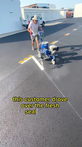 Customer Drove in the Fresh Parking Lot💦🚗 #satisfying #asphalt #painting #linestriping #business #servicebusiness 