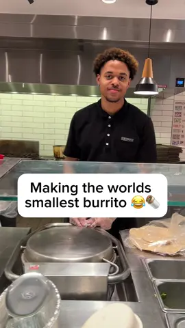 Making the worlds smallest burrito at chipotle 😂🌯 #chipotle #fyp #food 