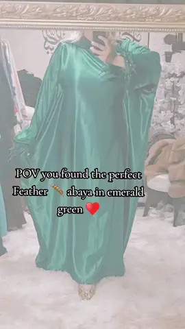 ladies get your feather 🪶 abaya today, it is #limitededition and perfect for any occasions #featherabaya #satinglam #sopretty 
