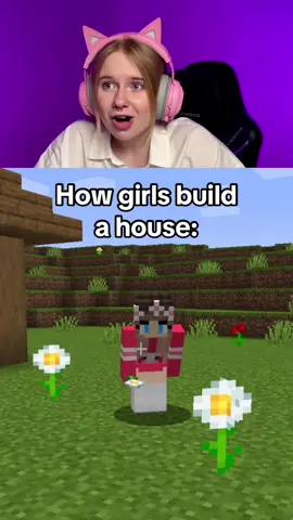 girls VS boys 😮‍💨 building a house #Minecraft #gaming 