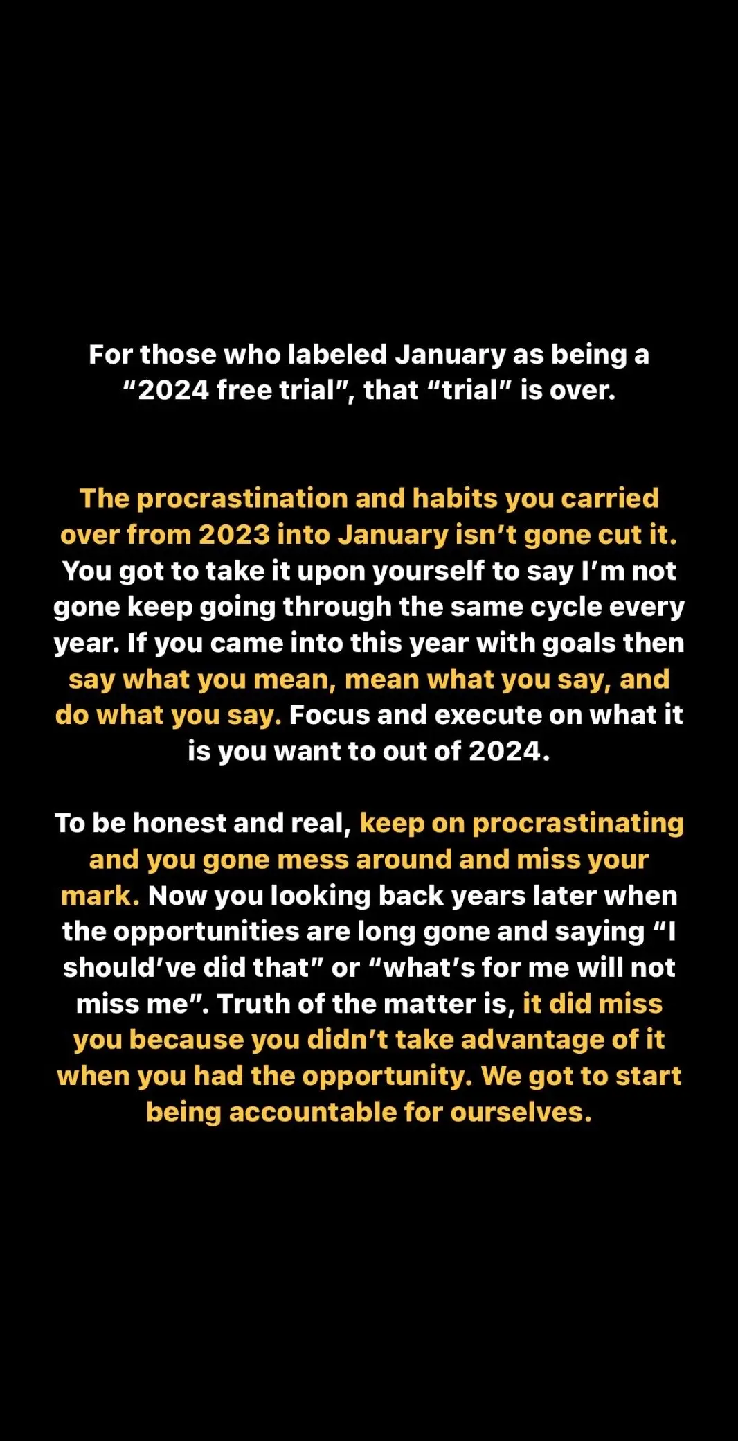 Your 2024 is on you. Focus and execute!  • #fyp #christantiktok 