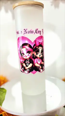 Smile now, Cry later 20oz Skinny frosted tumbler. Get yours today before they sale out!❤️#foryoupage #foryou #fyp #ValentinesDay #easter #crafting #viral #smilenowcrylater #tiktokshop #chicana #chicano #giftideas #vinyl #vinylwrap #tunbler #frostedtumbler 