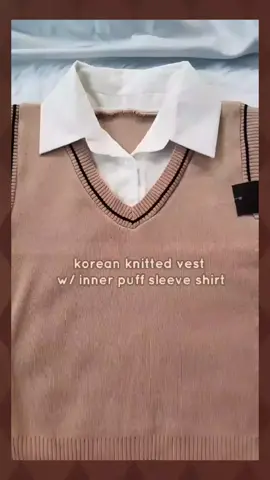 gandaaa worth it pagbili ❤️ affordable combo korean knitted vest with inner puffsleeve shirt✨ #koreanvest #koreanveststyle #koreanknittedvest #knittedvestoutfit #outfitideas #outfitinspo #outfit #puffsleeve #fyp #fypage #fypシ #fypviral #TikTokShop #tiktokbudol #tiktokfinds