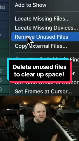Projects taking up too much storage? Here's a tip to quickly ditch unused audio files to free up space. Cleaning up your sessions is a great practice especially once a song is finished. Get more tips on how to clean up your session and future proof your MIDI and virtual instruments sounds in the full video. 🔗 in bio. - #presonus #studioone #recording #audioproduction #studio #musicproduction #proaudio