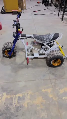 We got this electric trike finished up. #electric #drift #mini #white 