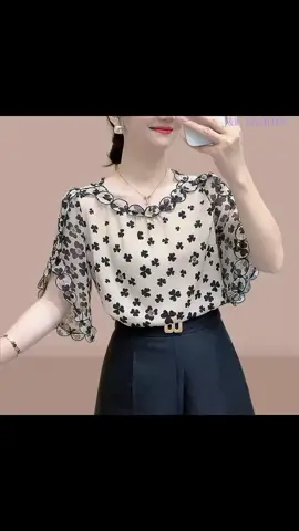 #เสื้อชีฟองพลัสไซส์ผู้หญิง เสื้อยืดแขนสั้นพิมพ์ลายดอกไม้ ลำลอง สไตล์เกาหลี ใหม่ เพียง ฿345.00!#สนใจสินค้ากดตระกล้าได้เลย 