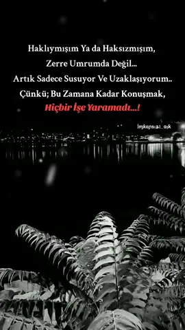 Haklıymışım Ya da Haksızmışım Zerre Umrumda Değil..!📌#artık #sadece #susuyorum #İɱƙɑɲꜱıʑ__✍️ 🥀🖤