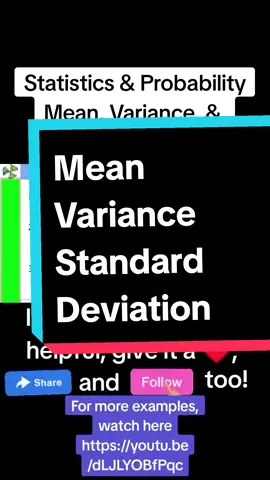 Mean Variance Standard Deviation #probability #mean #variance #standarddeviation  #probabilitydistribution  #statistics&probability #grade11 #learnwithtiktok #LearnOnTikTok  #learnitontiktokph #learnwithmaamc³ #fyp #foryou #foryoupage #newaffiliate #affiliatemarketing #TikTokShop 