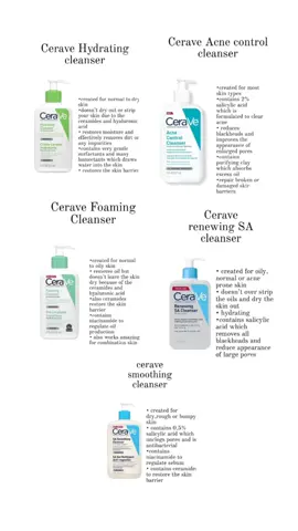 Cerave Cleansers🫧🧴💕🩷✨ #care #skincare #skincareroutine #skincaretips #glassskin #glassskinroutine #clearskin #clearskintips #clearskinroutine #cerave #skin #beauty #beautytips #care #pretty #cleangirl #Love #fyp #fypシ #fypシ゚viral #fypage #foryou #foryoupage#fyp #trending  #foryoupageofficiall #tiktok #TikTokShop #trending #trendingvideo #viral #viralvideo #viraltiktok #foamingcleanser #renewingsacleanser#cleansers #foroilyskin #oilyskincare #dryskin #dryskincare #allskintypes #normalskin  #acnecontrolcleanser #hydratingcleanser #foamingcleanser #smoothingcleanser 