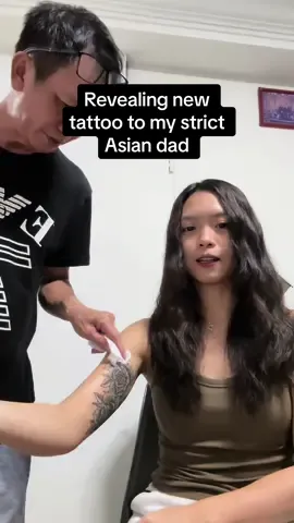 ‘I know you are not gangster’ #tattooreveal #reaction #tattoo #dadsbelike #strictparents 