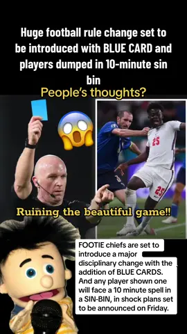 FOOTIE chiefs are set to introduce a major disciplinary change with the addition of BLUE Card #breakingnews #news #footballfans #fifa #bluecard #ball #sport #fyp #trending #viral 
