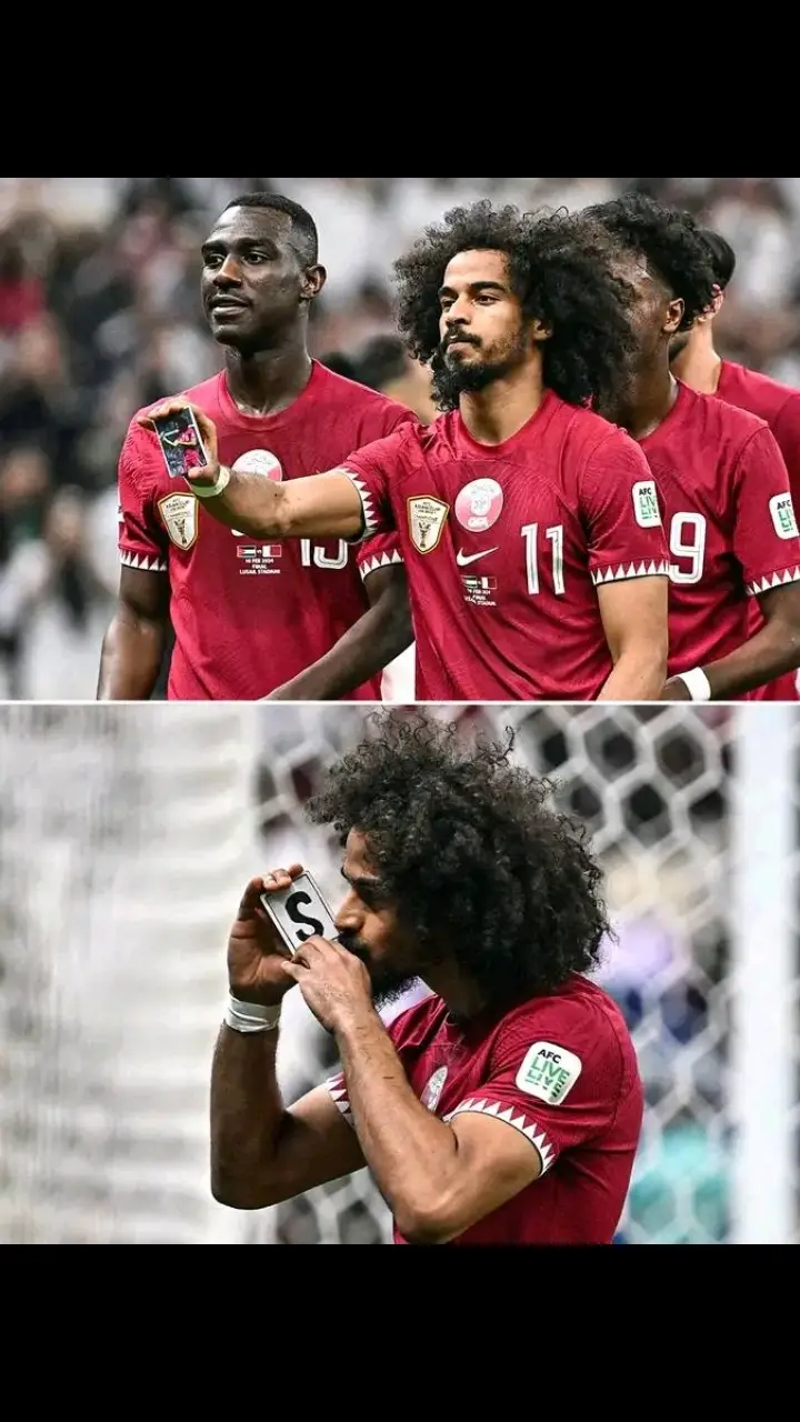 Akram Afif pulls a MAGIC TRICK as he celebrates scoring Qatar’s opener in the Asian Cup Final 🪄🃏🇶🇦