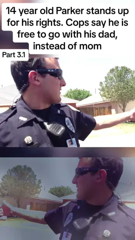 14 year old Parker stands up for his rights. Cops say he is free to go with his dad, instead of mom#office #police #copsoftiktok #trending #viral #learnontiktok 