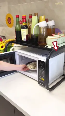 Microwave storage rack with two layers for easy use.#fyp #goodthing #zeekoshop #kitchen #microwave #storage 