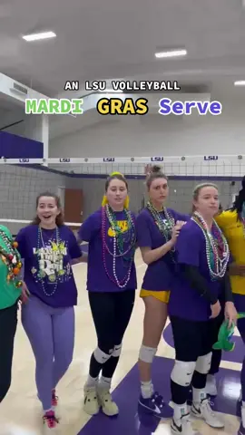 Happy Mardi Gras from our krewe💚💛💜 #mardigras #lsu #lsuvolleyball #ncaavolleyball #avca 