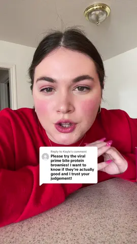 Replying to @Kayla taste-testing the viral prime bite brownies👀 