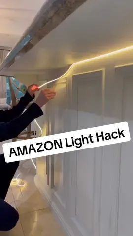 Can you stand how easy this is? Add some drama to your kitchen island, your headboard, a mirror or an entire wall! These light strips come in all different lengths and are so simple to install!  Just peel, stick and GLOW! #amazonmusthaves #amazonhome #amazonfinds #homehacks #homedecorideas #lighthack 