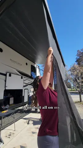 RV Must Have - Awning Sun Shade #rvtips #camperlife #letsgocamping #camperlifestyle #sunshade #lippert 